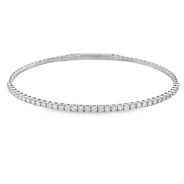 1.00 CTW Diamond 14K White Gold Flexible Bangle Bracelet