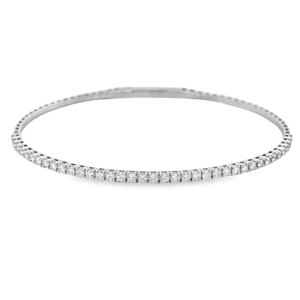 1.00 CTW Diamond 14K White Gold Flexible Bangle Bracelet