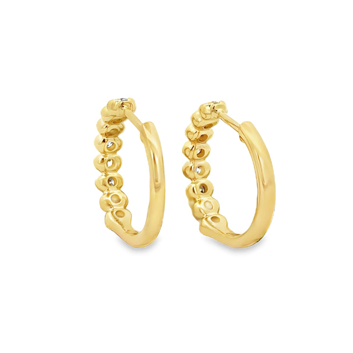 1.00 CTW Diamond 14K Yellow Gold Oval-Style Hoop Earrings