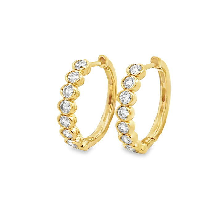 1.00 CTW Diamond 14K Yellow Gold Oval-Style Hoop Earrings