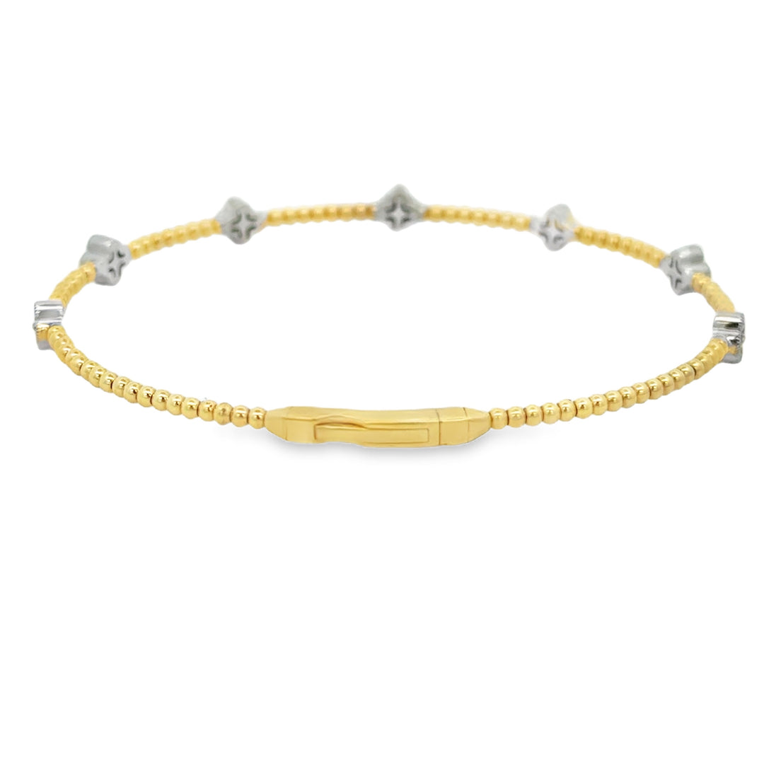 0.53 CTW Diamond 14K Yellow Gold Flexible Bangle Bracelet