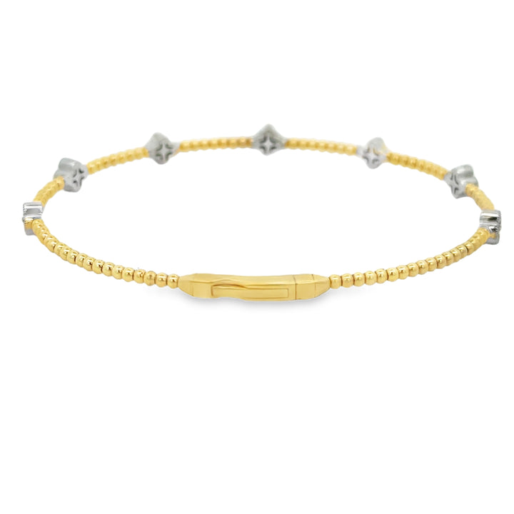 0.53 CTW Diamond 14K Yellow Gold Flexible Bangle Bracelet