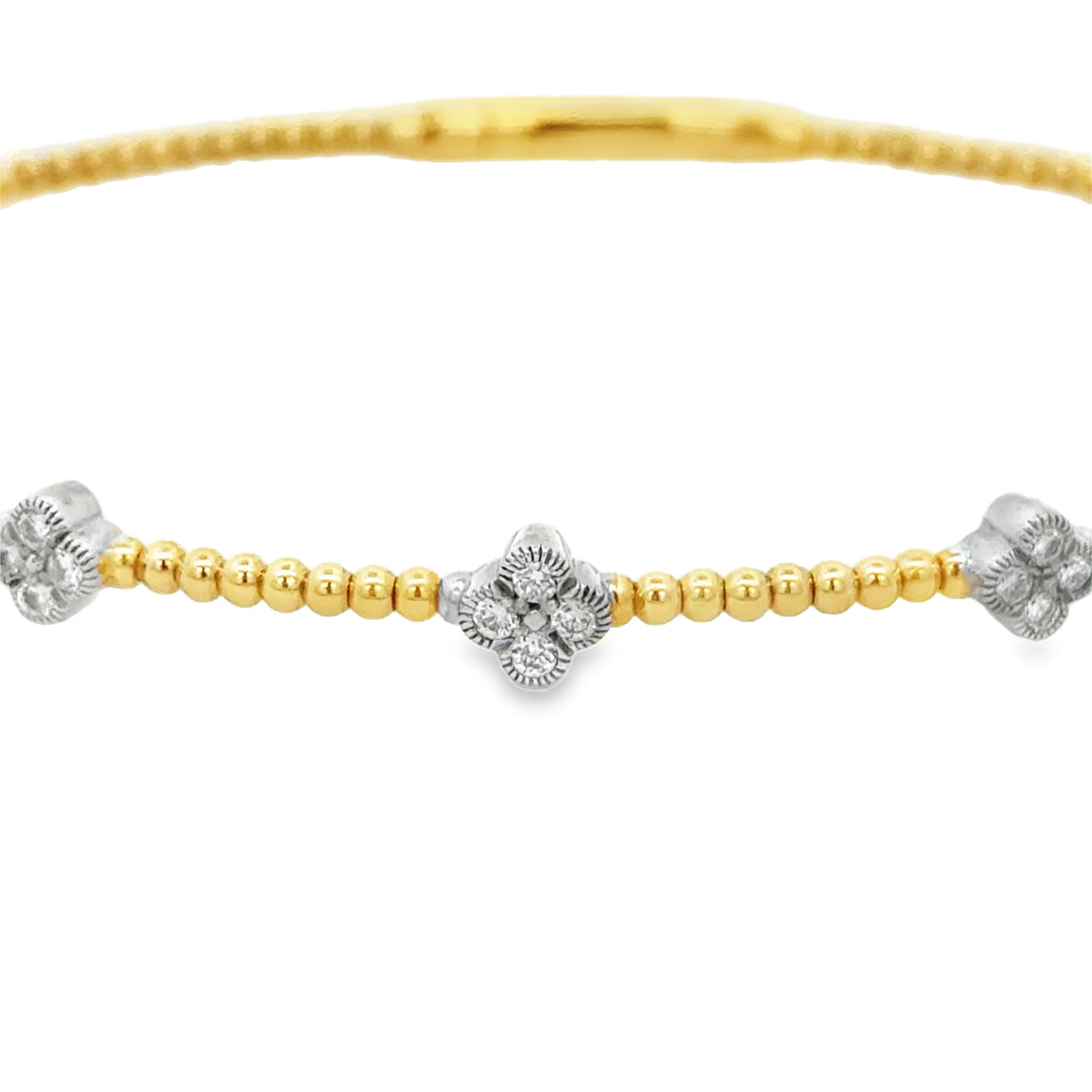 0.53 CTW Diamond 14K Yellow Gold Flexible Bangle Bracelet
