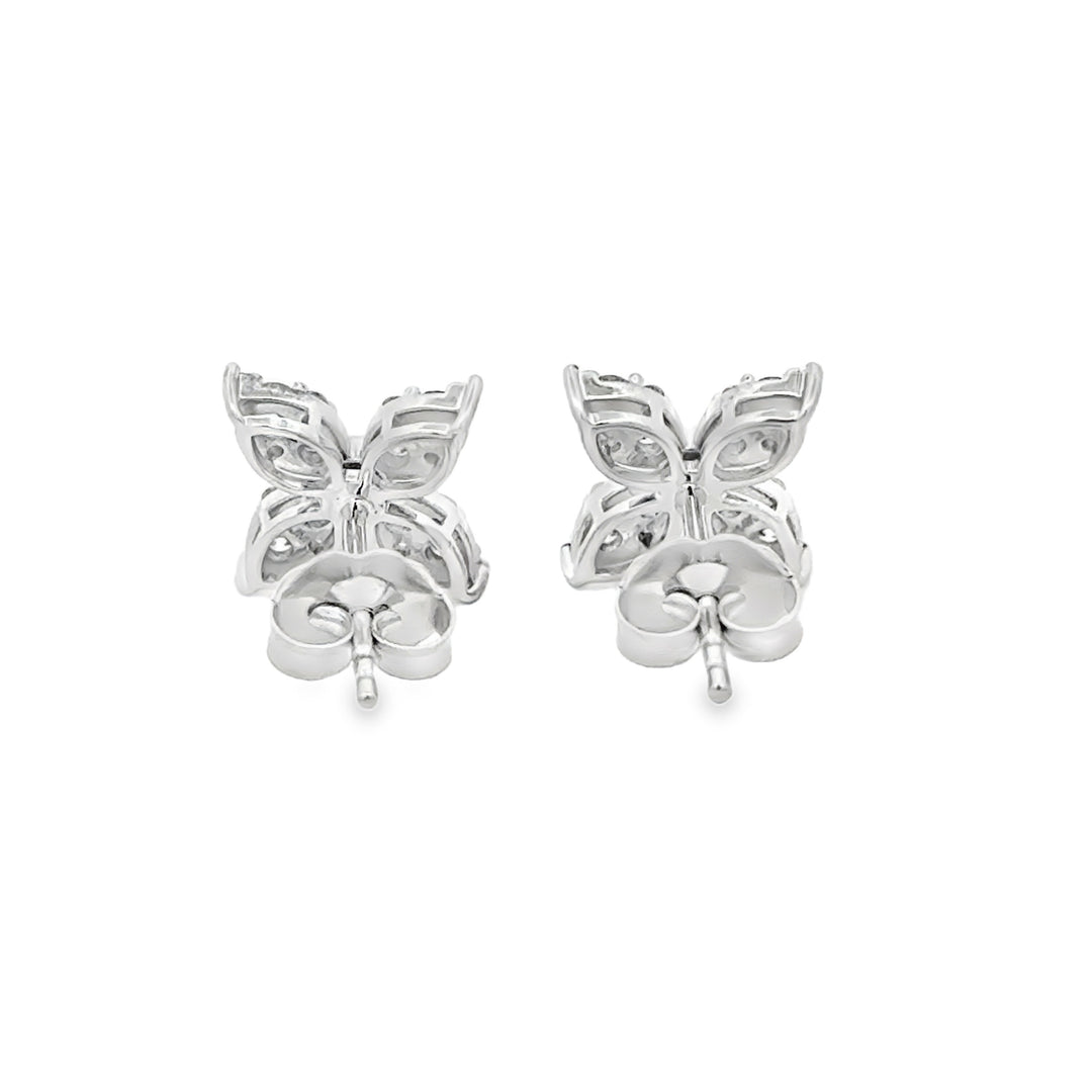 0.50 CTW Diamond Pavé Flower 14K White Gold Stud Earrings
