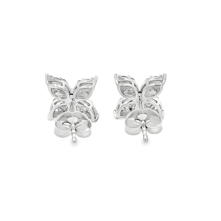 0.50 CTW Diamond Pavé Flower 14K White Gold Stud Earrings