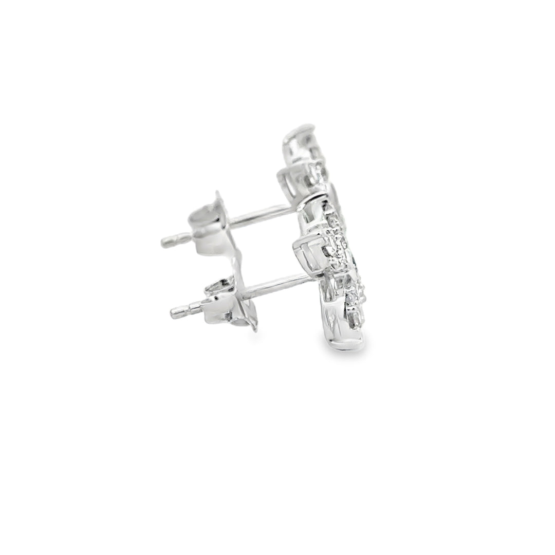 0.50 CTW Diamond Pavé Flower 14K White Gold Stud Earrings