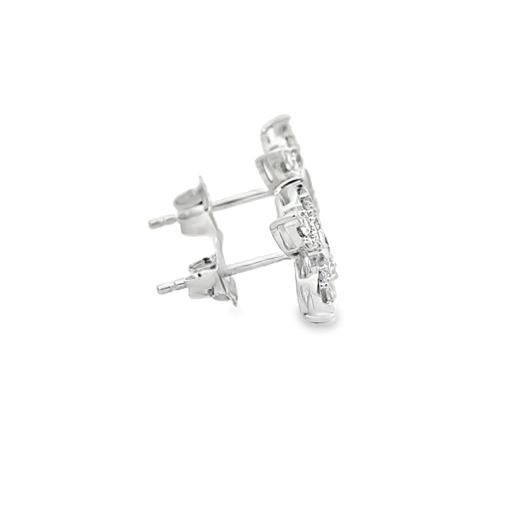 0.50 CTW Diamond Pavé Flower 14K White Gold Stud Earrings