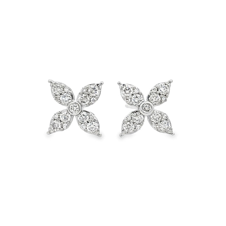 0.50 CTW Diamond Pavé Flower 14K White Gold Stud Earrings