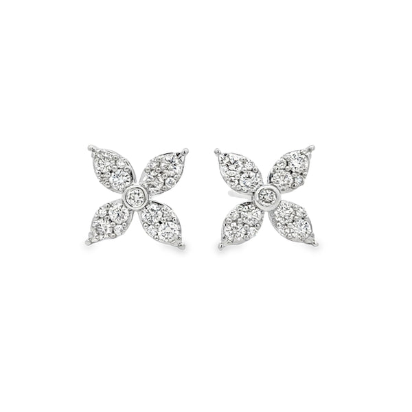 0.50 CTW Diamond Pavé Flower 14K White Gold Stud Earrings