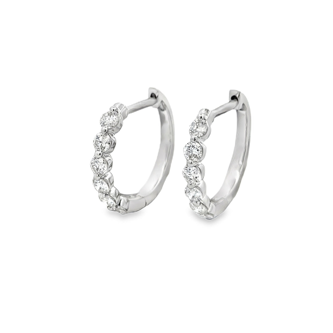 0.50 CTW Diamond 14K White Gold Hoop Earrings