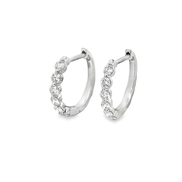 0.50 CTW Diamond 14K White Gold Hoop Earrings