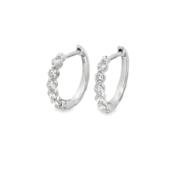 0.50 CTW Diamond 14K White Gold Hoop Earrings