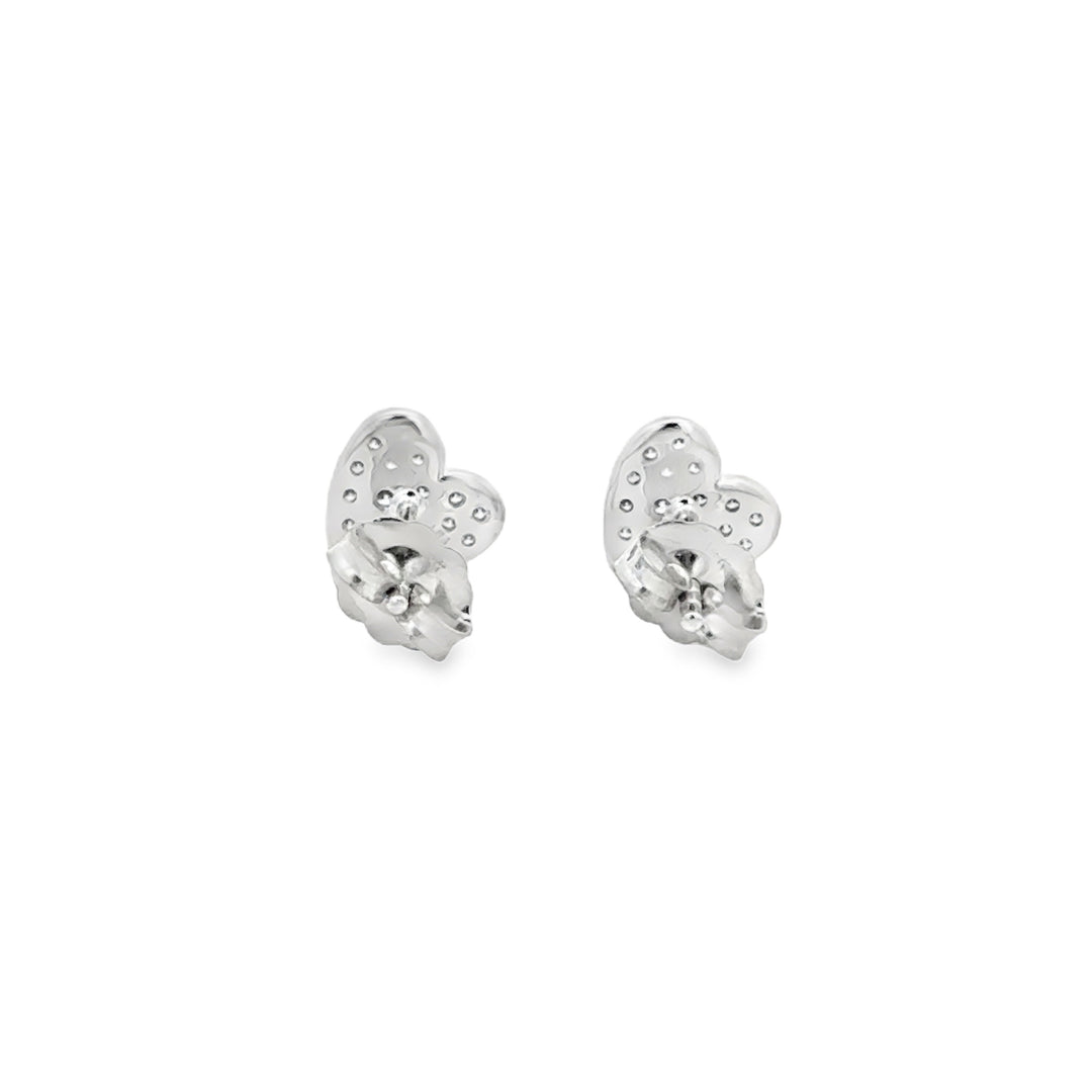 0.25 CTW Diamond 14K White Gold Pavé Heart Stud Earrings