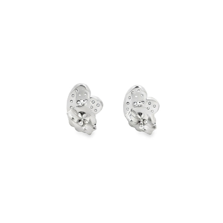 0.25 CTW Diamond 14K White Gold Pavé Heart Stud Earrings