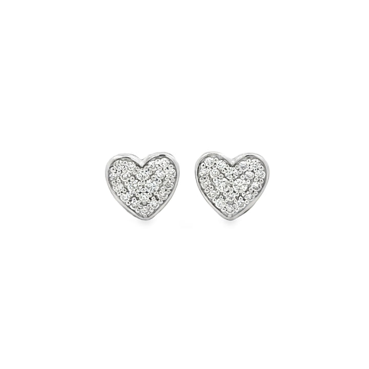 0.25 CTW Diamond 14K White Gold Pavé Heart Stud Earrings