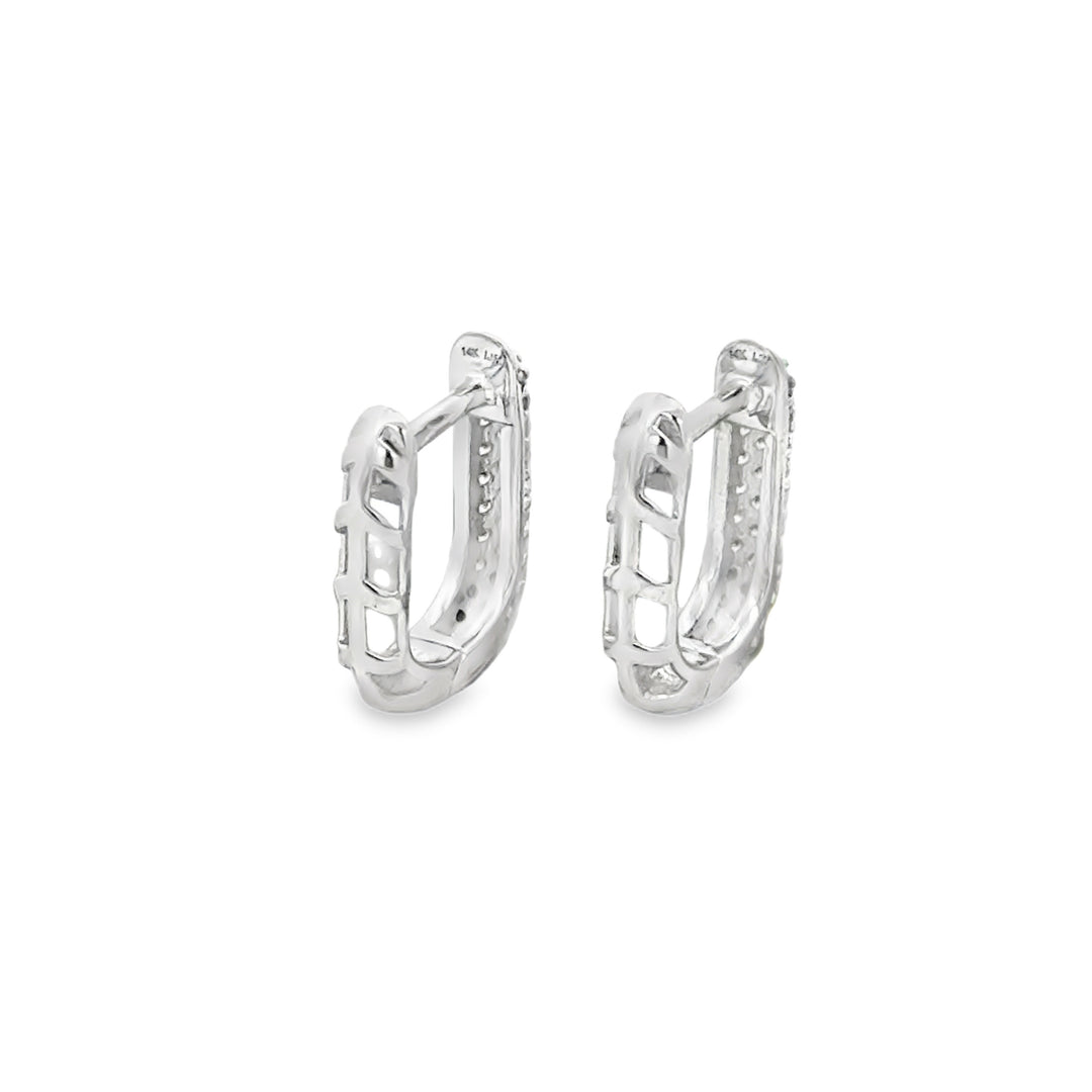 0.25 CTW Diamond 14K White Gold Pavé Square Mini Hoop Earrings