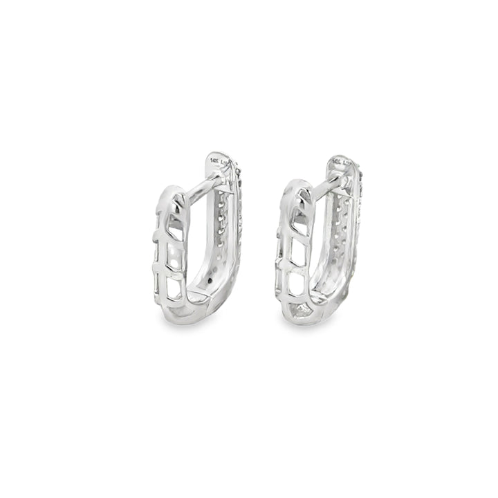 0.25 CTW Diamond 14K White Gold Pavé Square Mini Hoop Earrings