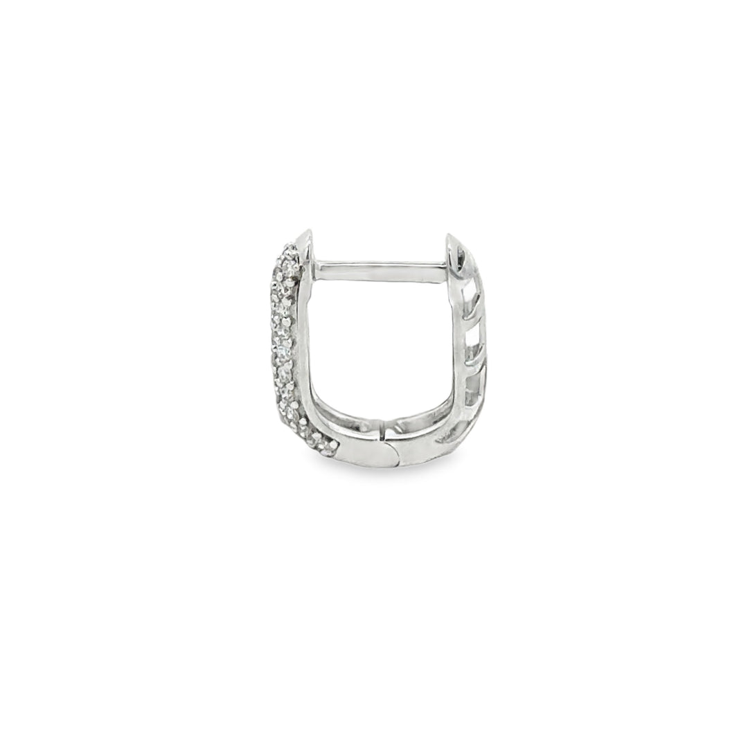 0.25 CTW Diamond 14K White Gold Pavé Square Mini Hoop Earrings