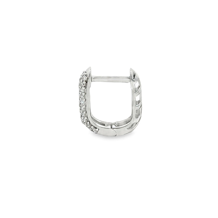 0.25 CTW Diamond 14K White Gold Pavé Square Mini Hoop Earrings