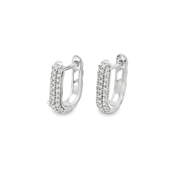 0.25 CTW Diamond 14K White Gold Pavé Square Mini Hoop Earrings