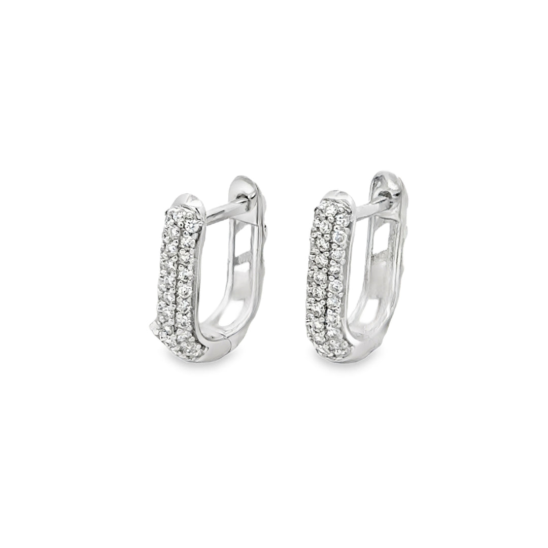 0.25 CTW Diamond 14K White Gold Pavé Square Mini Hoop Earrings
