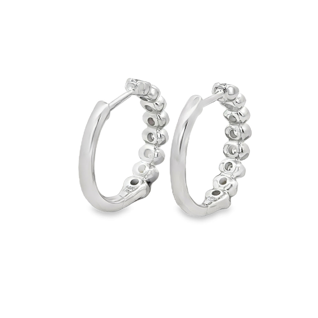 1.00 CTW Diamond 14K White Gold Oval-Style Hoop Earrings