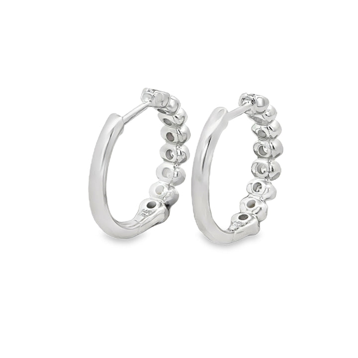 1.00 CTW Diamond 14K White Gold Oval-Style Hoop Earrings