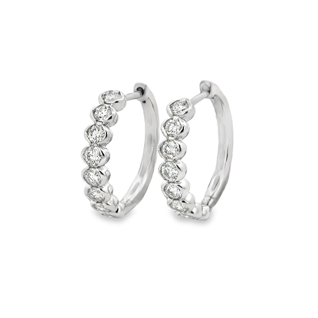 1.00 CTW Diamond 14K White Gold Oval-Style Hoop Earrings