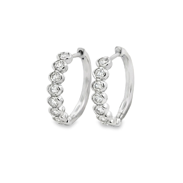 1.00 CTW Diamond 14K White Gold Oval-Style Hoop Earrings