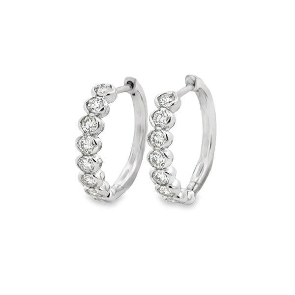 1.00 CTW Diamond 14K White Gold Oval-Style Hoop Earrings