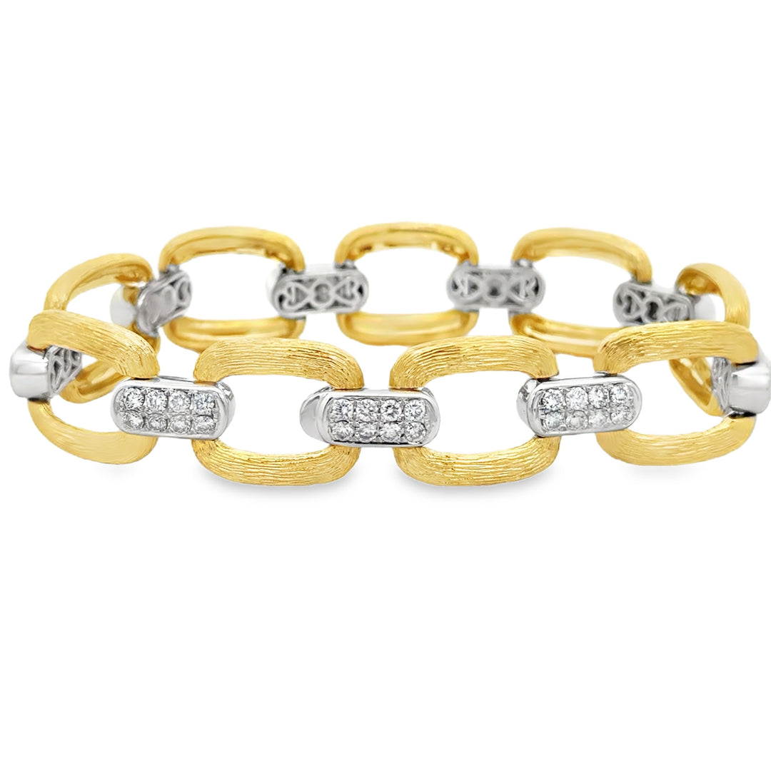 2.00 CTW Diamond Pavé 18K Two-Tone Gold Link Bracelet