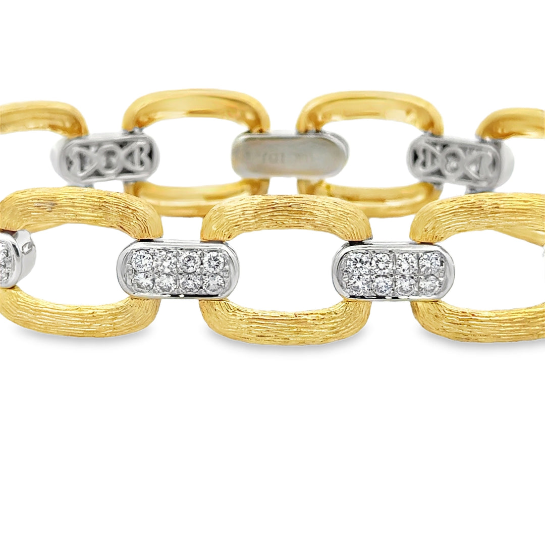 2.00 CTW Diamond Pavé 18K Two-Tone Gold Link Bracelet