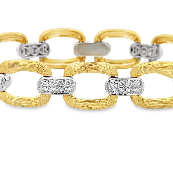 2.00 CTW Diamond Pavé 18K Two-Tone Gold Link Bracelet