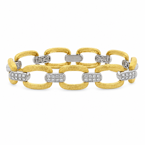 2.00 CTW Diamond Pavé 18K Two-Tone Gold Link Bracelet