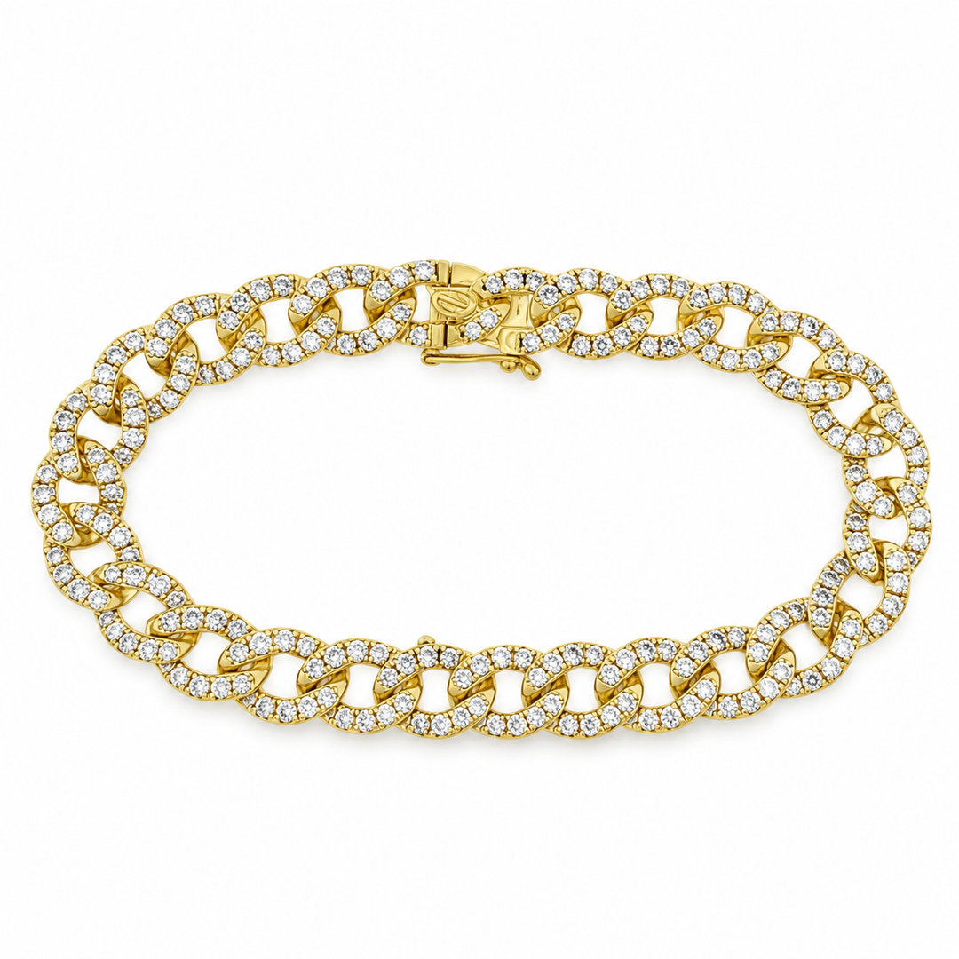 4.00 CTW Diamond Pavé 14K Yellow Gold Chain Bracelet