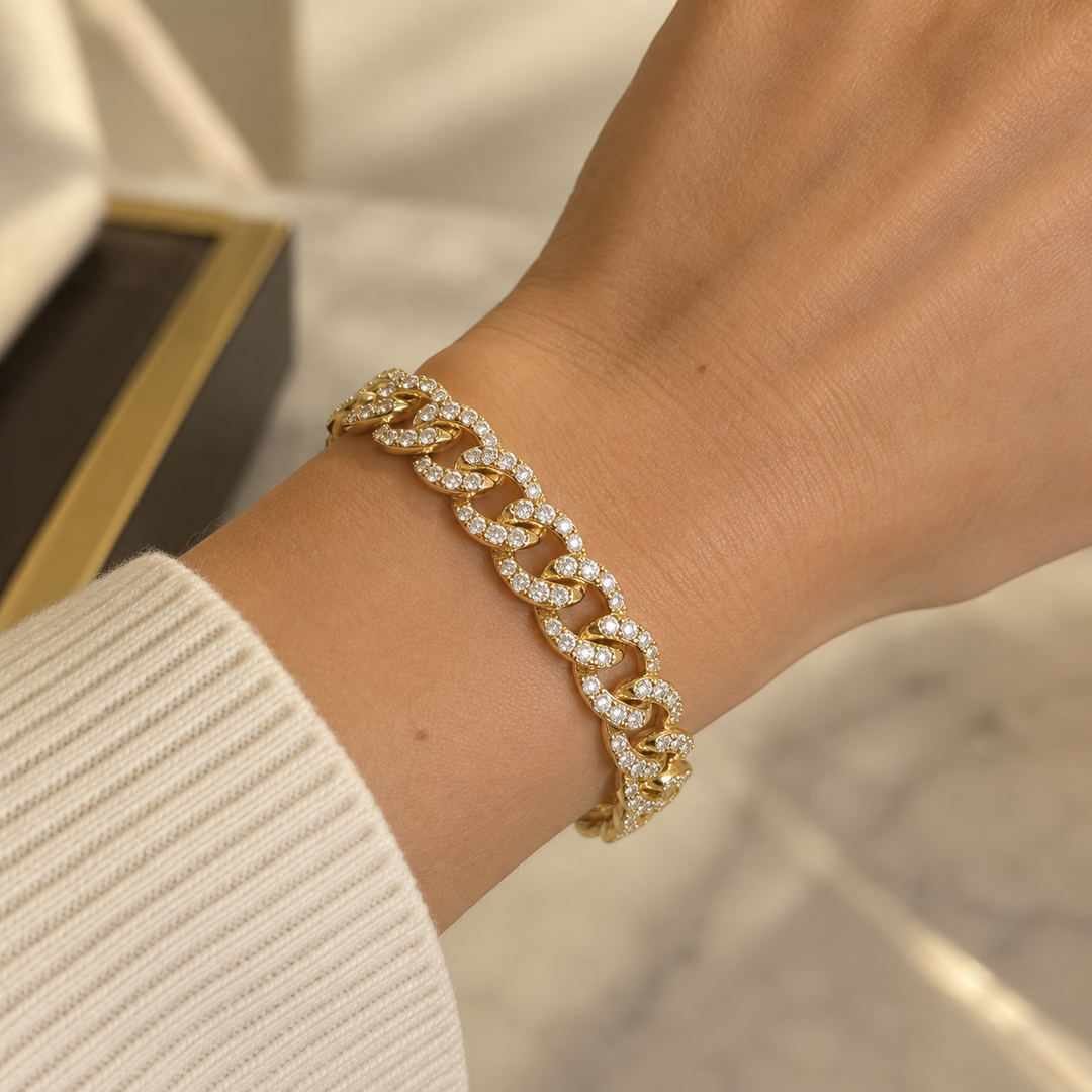 4.00 CTW Diamond Pavé 14K Yellow Gold Chain Bracelet