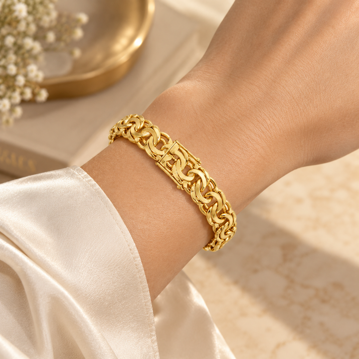 14K Yellow Gold Solid Link Bracelet