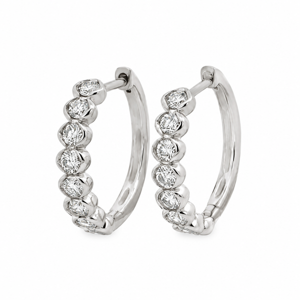 1.00 CTW Diamond 14K White Gold Oval-Style Hoop Earrings
