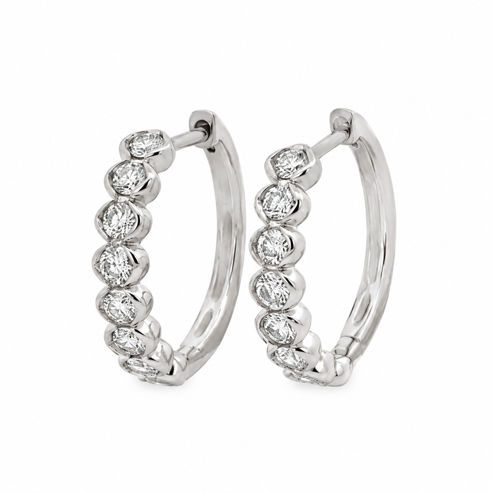 1.00 CTW Diamond 14K White Gold Oval-Style Hoop Earrings