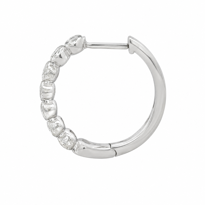 1.00 CTW Diamond 14K White Gold Oval-Style Hoop Earrings