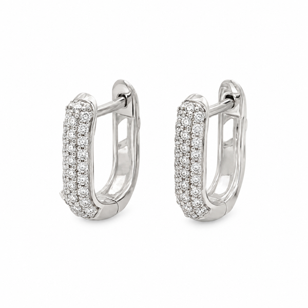 0.25 CTW Diamond 14K White Gold Pavé Square Mini Hoop Earrings