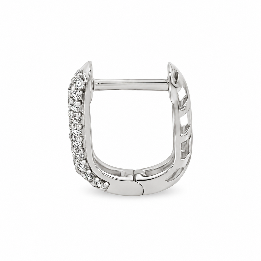 0.25 CTW Diamond 14K White Gold Pavé Square Mini Hoop Earrings