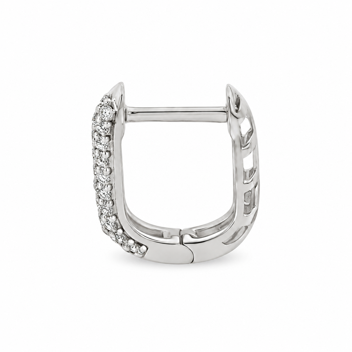 0.25 CTW Diamond 14K White Gold Pavé Square Mini Hoop Earrings
