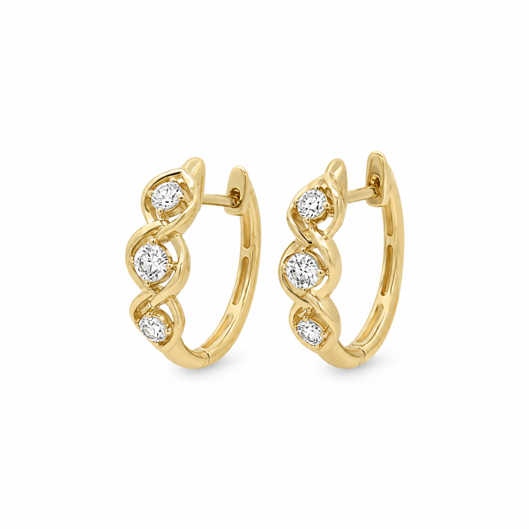 0.45 CTW Diamond 14K Yellow Gold Openwork Hoop Earrings