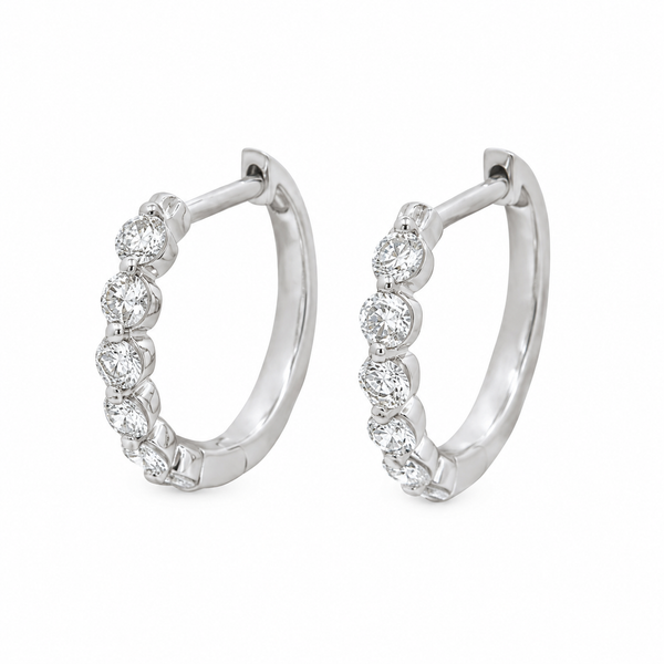 0.50 CTW Diamond 14K White Gold Hoop Earrings