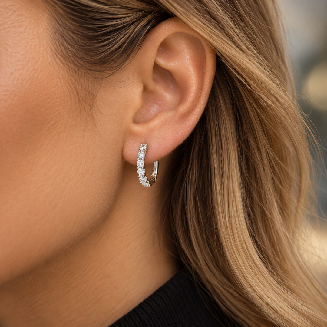 0.50 CTW Diamond 14K White Gold Hoop Earrings