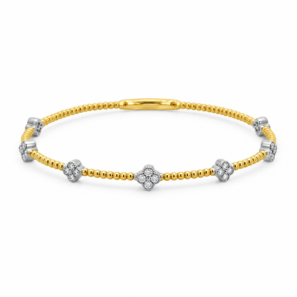 0.53 CTW Diamond 14K Yellow Gold Flexible Bangle Bracelet