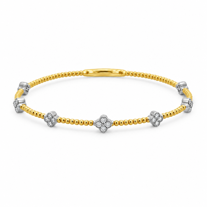 0.53 CTW Diamond 14K Yellow Gold Flexible Bangle Bracelet