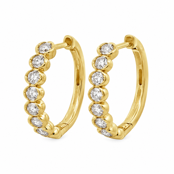 1.00 CTW Diamond 14K Yellow Gold Oval-Style Hoop Earrings