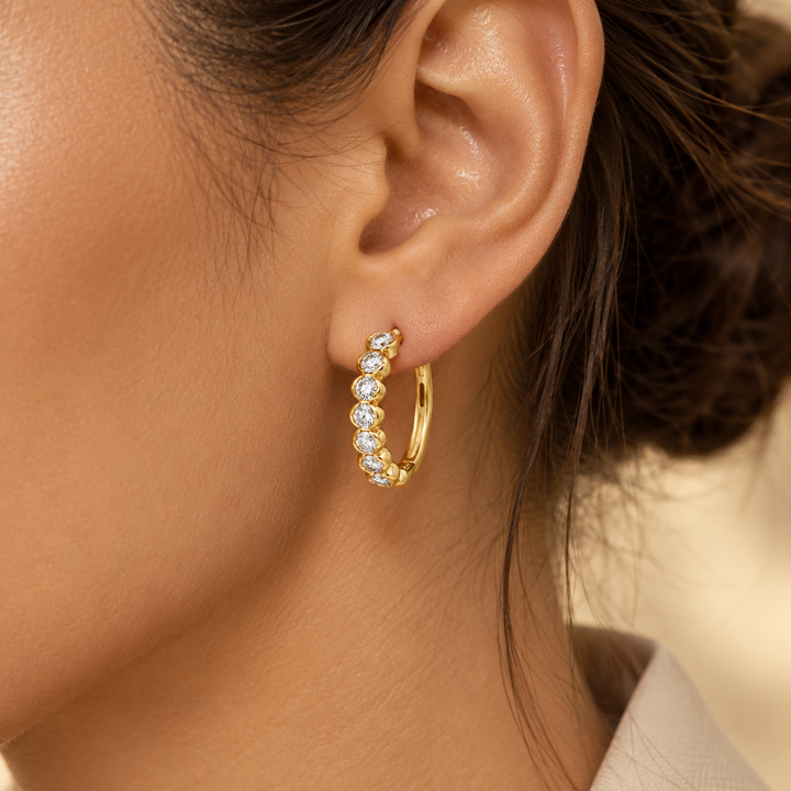 1.00 CTW Diamond 14K Yellow Gold Oval-Style Hoop Earrings